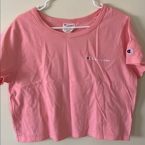 Champion pink oversized crop top t-shirt in size L